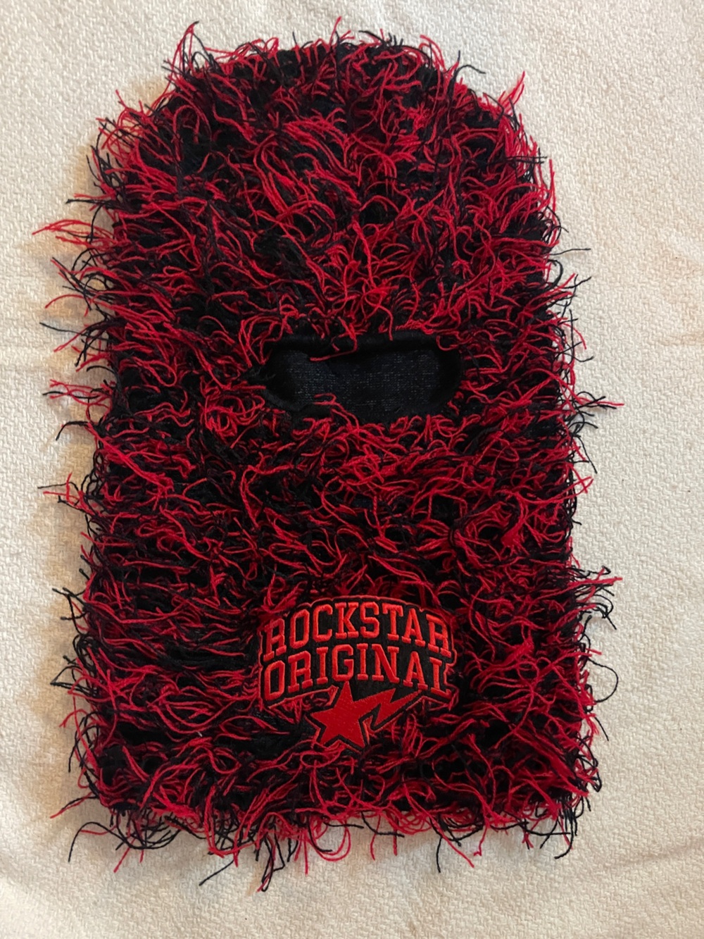 Rockstar Original Red & Black Fuzzy Ski Mask